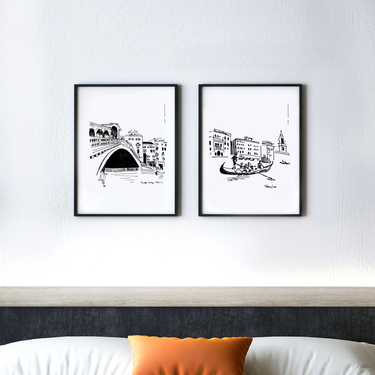 Black / White Iconic Venice, Italy Art Print With Gondola On The Grand Canal, Travel Print | Awol – image 6