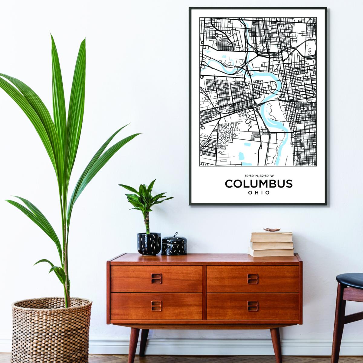 Black Map Of Colombus Ohio A4 210 X 297Mm Stanley Print House – image 3