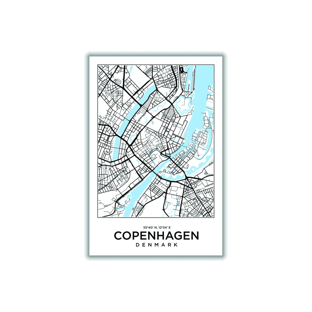 Blue Map Of Copenhagen Denmark A1 594 X 841Mm Stanley Print House – image 1