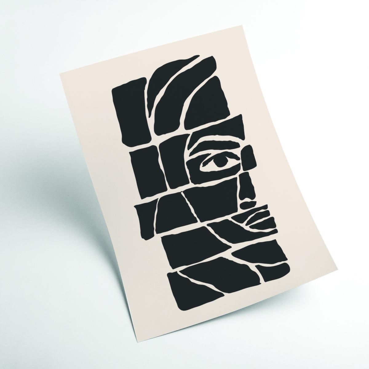 Black Abstract Faces Set #3 A1 594 X 841Mm Stanley Print House – image 2