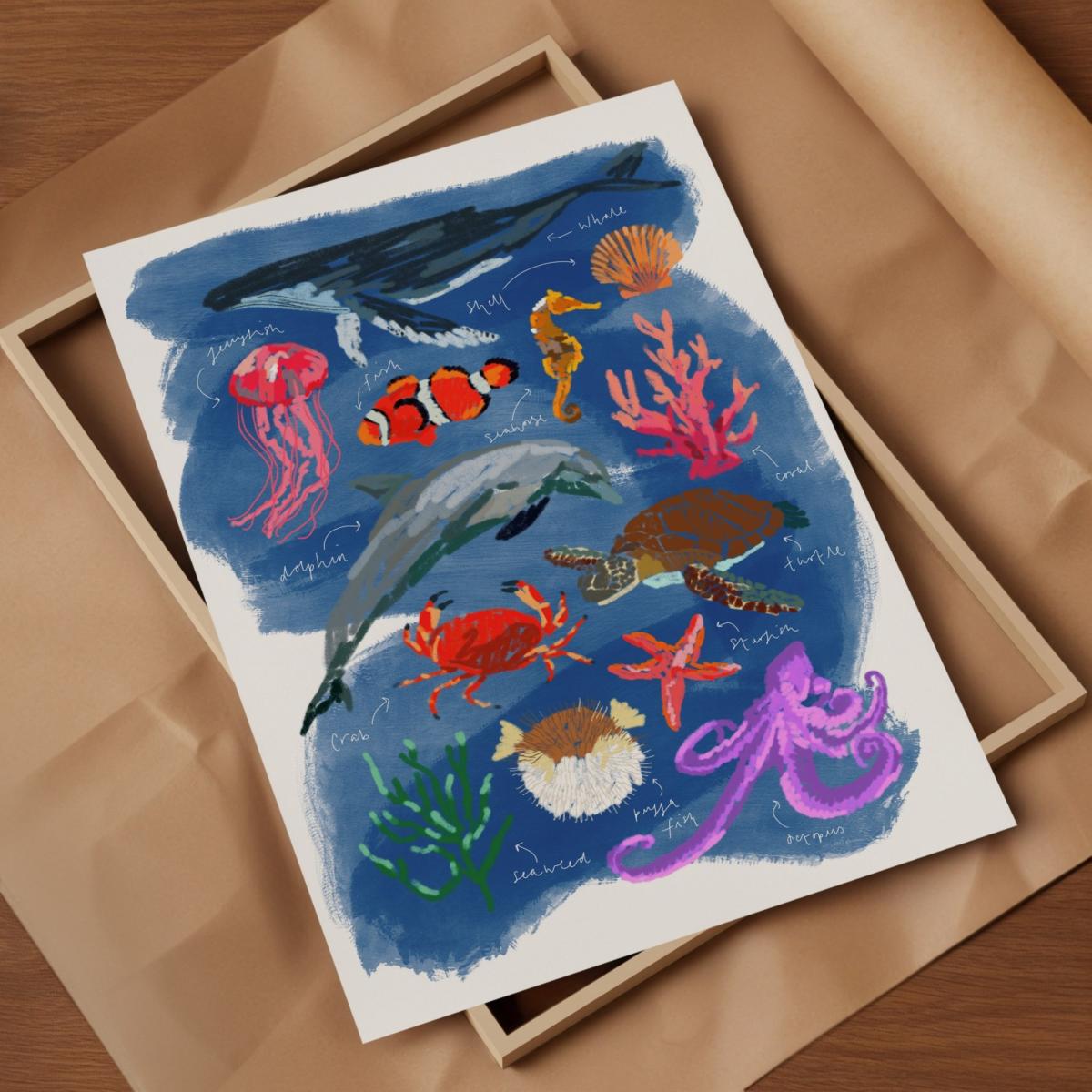 Blue Under The Sea Art Print - A2 Natalie Cass Art – image 3