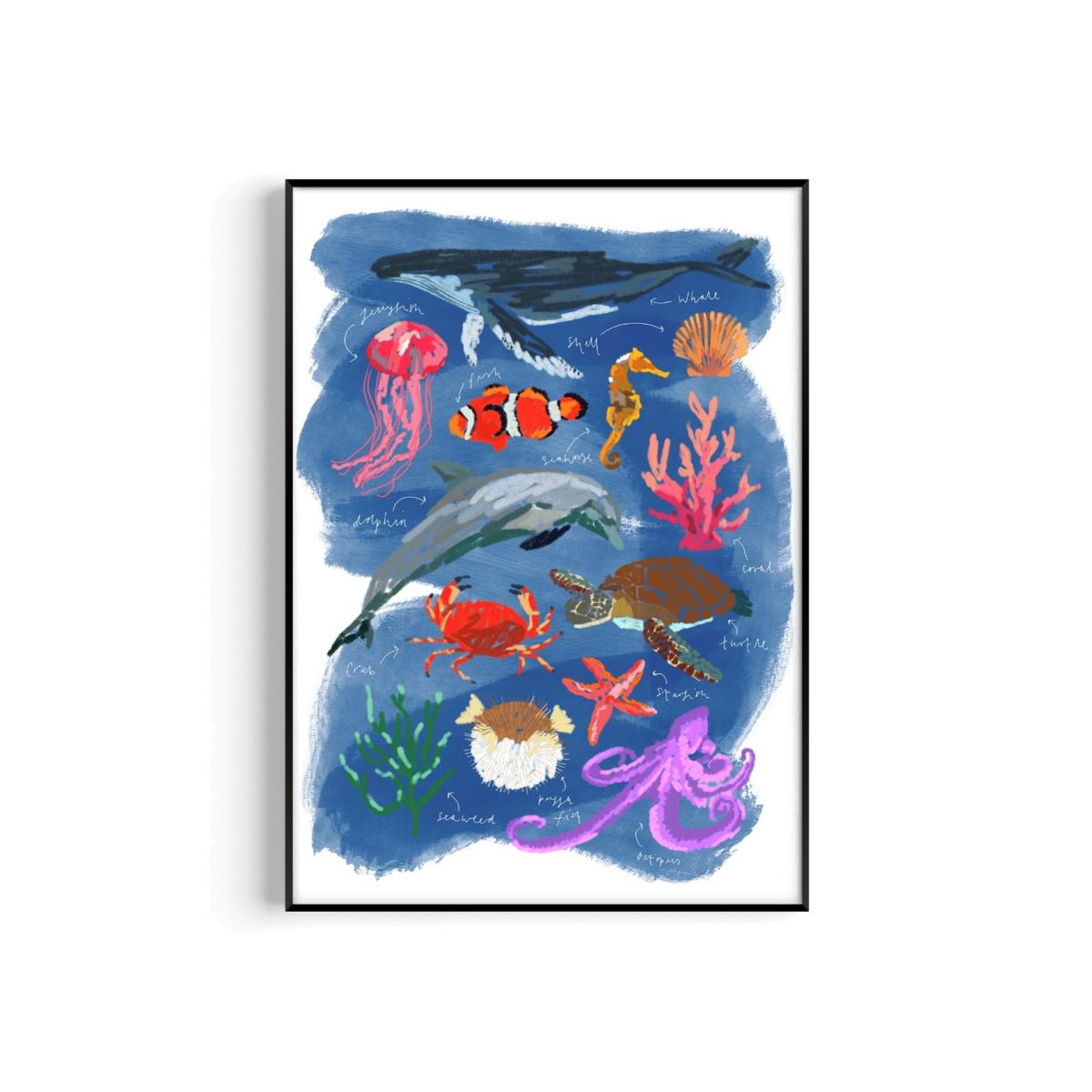 Blue Under The Sea Art Print - A2 Natalie Cass Art – image 1