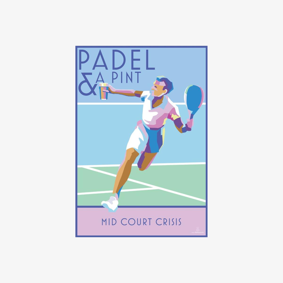 Padel & A Pint Print | A4 Us | 8.5 X 11" | Becky Bettesworth