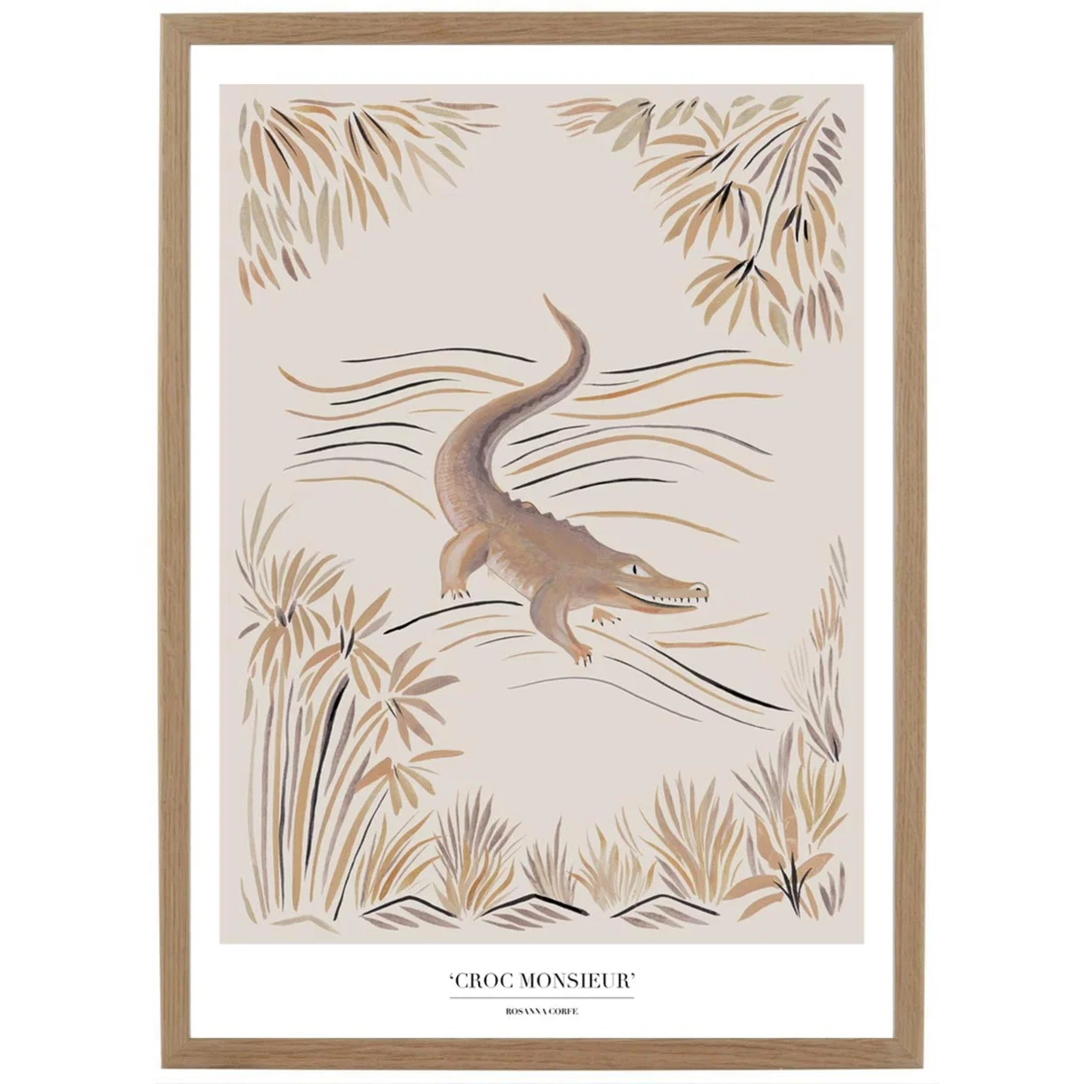 Neutrals / Yellow / Orange A3 - Croc Monsieur' Beige Crocodile Art Print One Size Rosanna Corfe – image 2