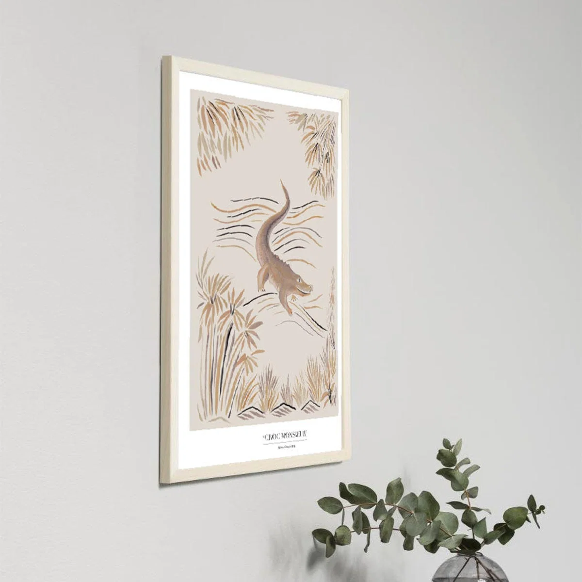 Neutrals / Yellow / Orange A3 - Croc Monsieur' Beige Crocodile Art Print One Size Rosanna Corfe – image 4