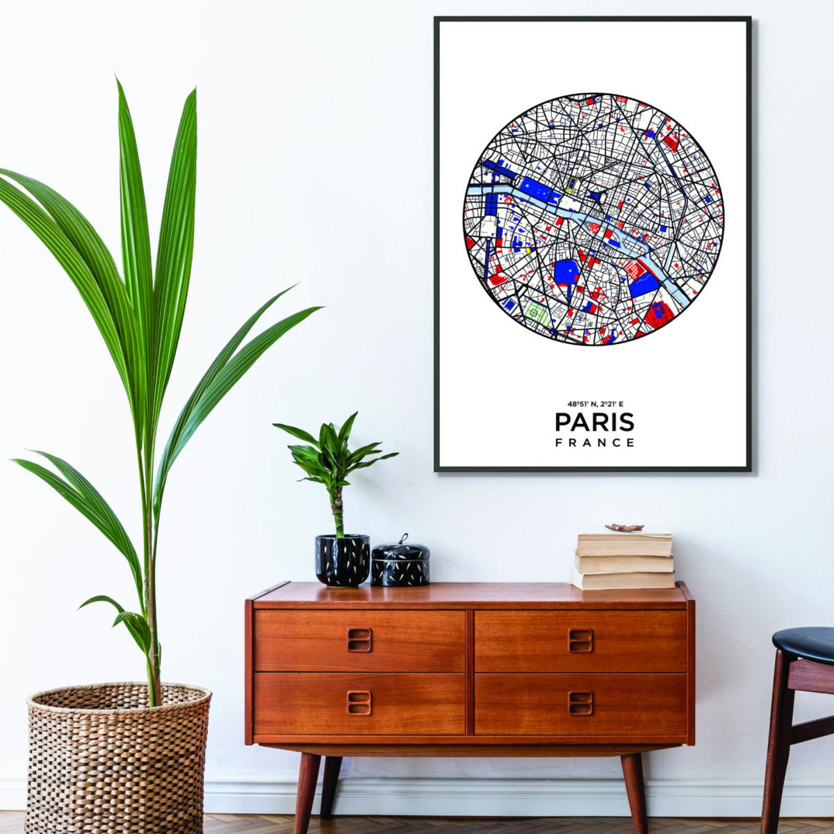 Blue Map Of Paris France Large Stanley Print House – image 3