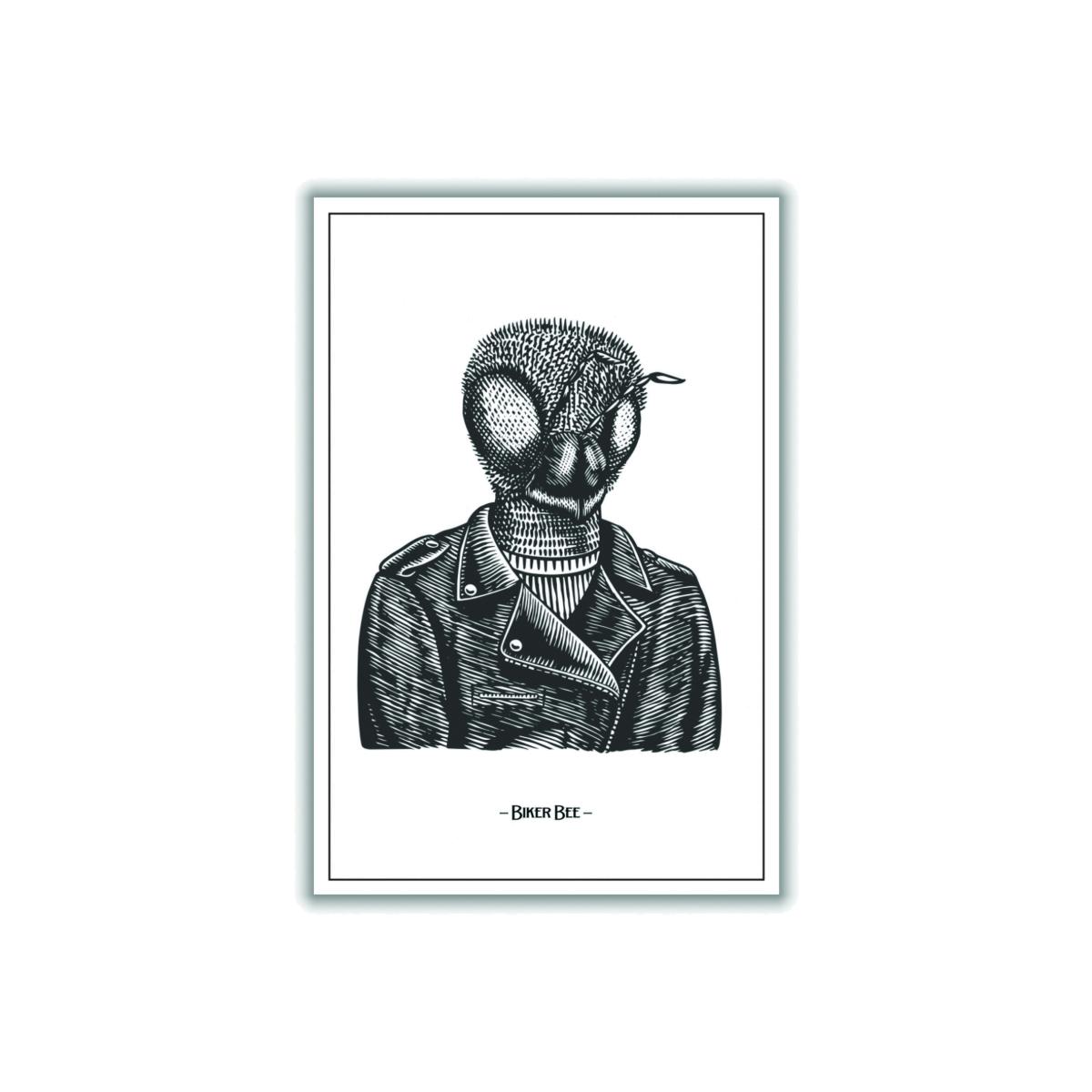 Grey The Biker Bee A3 297 X 420Mm Stanley Print House – image 1