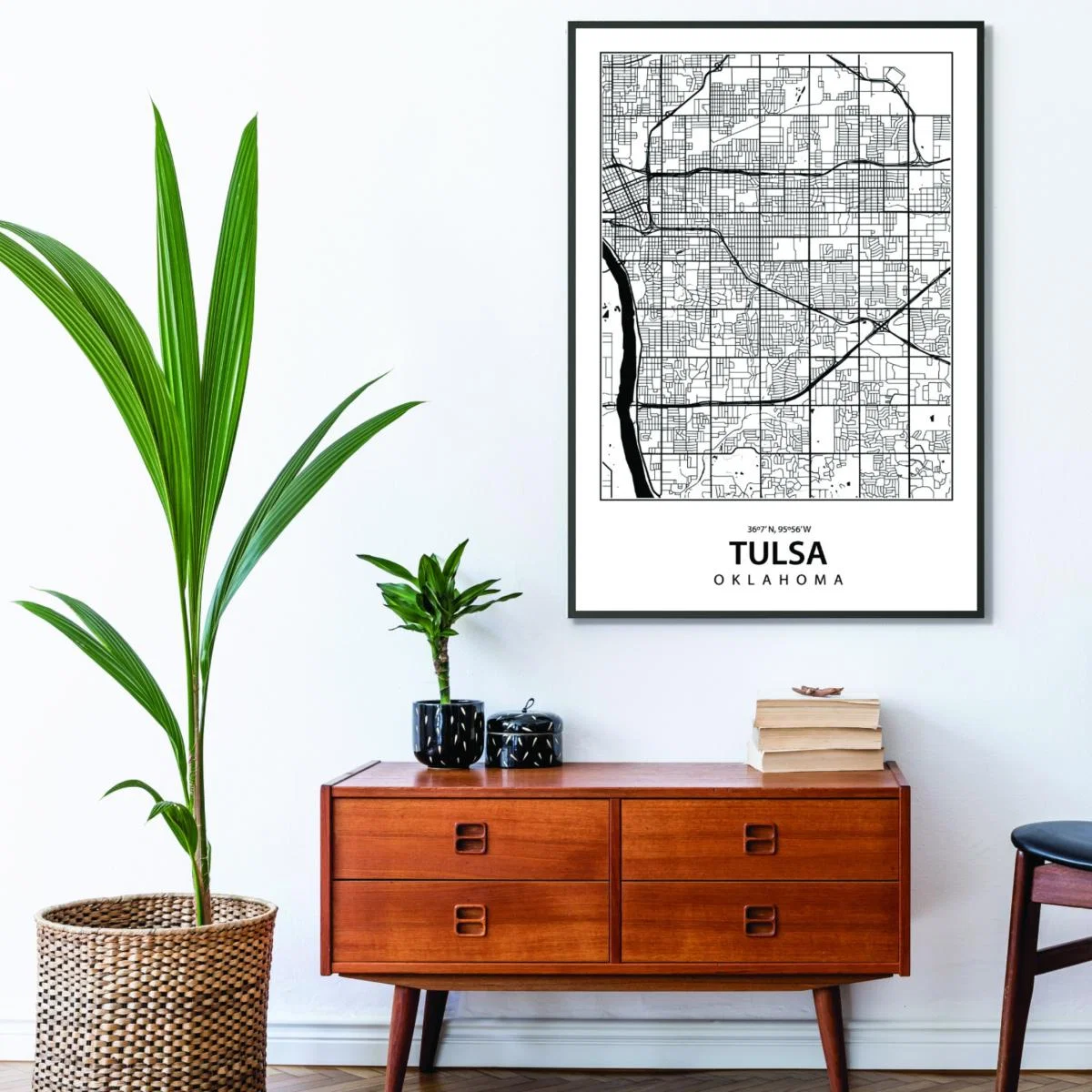 Black Map Of Tulsa A1 594 X 841Mm Stanley Print House – image 3