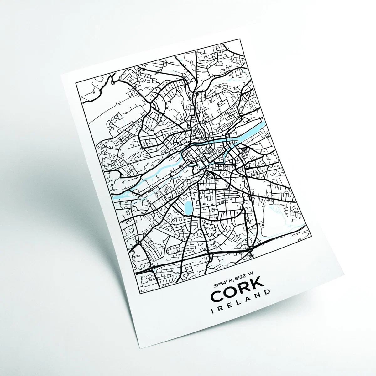 Black Map Of Cork Ireland A1 594 X 841Mm Stanley Print House – image 2