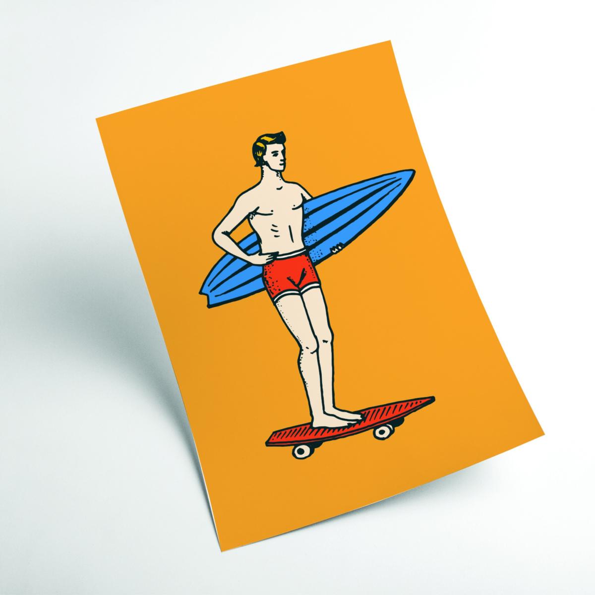 Yellow / Orange Gone Surfin' A2 420 X 594Mm Stanley Print House – image 2