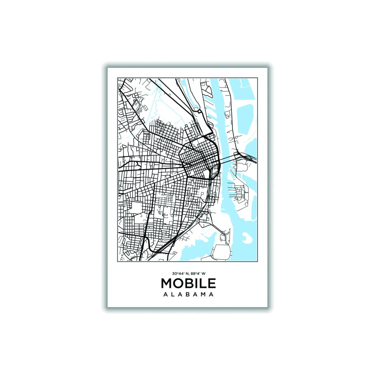 Blue Map Of Mobile Alabama A2 420 X 594Mm Stanley Print House – image 1