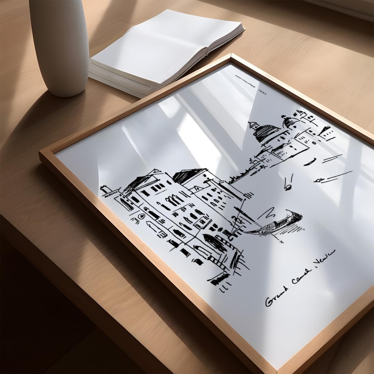 Black / White Modern Venice Travel Poster, Italy Wall Art For Home Decor And The Perfect Italy Gift: Art Print Awol – image 2