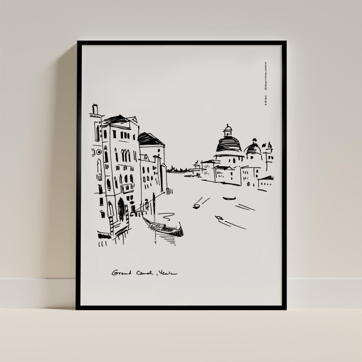 Black / White Modern Venice Travel Poster, Italy Wall Art For Home Decor And The Perfect Italy Gift: Art Print Awol – image 3