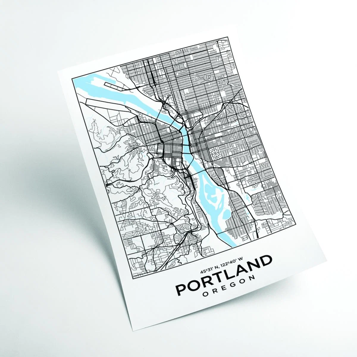 Blue Map Of Portland Oregon A3 297 X 420Mm Stanley Print House – image 2