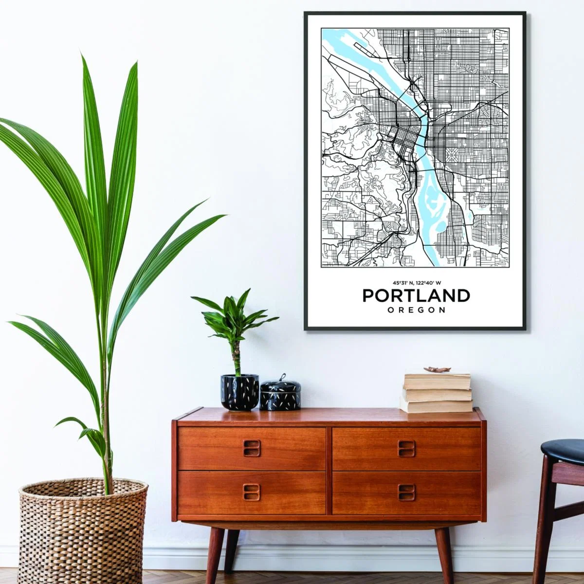 Blue Map Of Portland Oregon A3 297 X 420Mm Stanley Print House – image 3