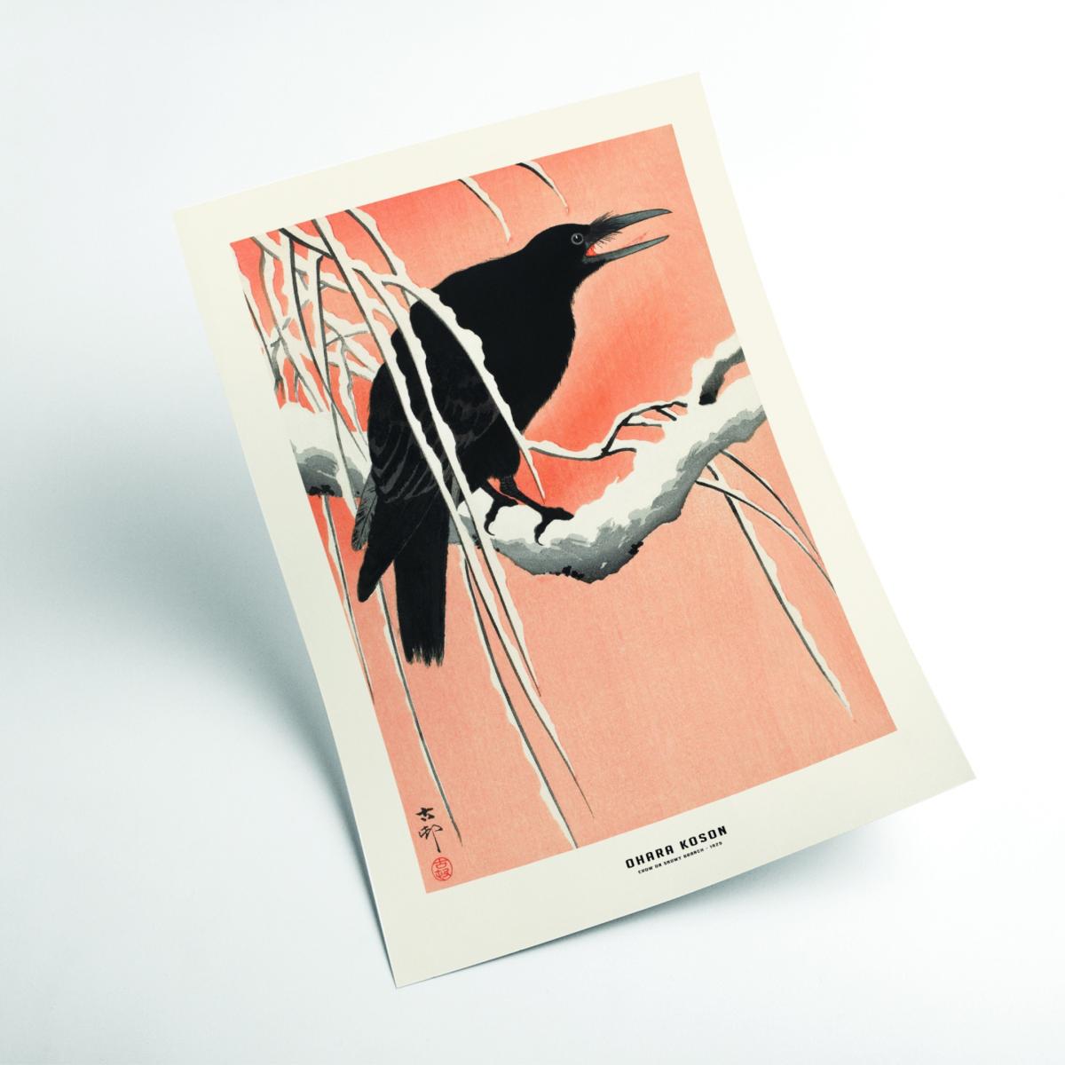 Black Ohara Koson - Crow On Snowy Branch A1 594 X 841Mm Stanley Print House – image 2