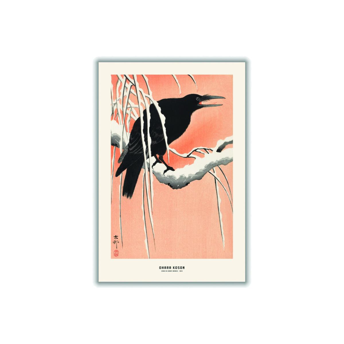 Black Ohara Koson - Crow On Snowy Branch A1 594 X 841Mm Stanley Print House – image 1