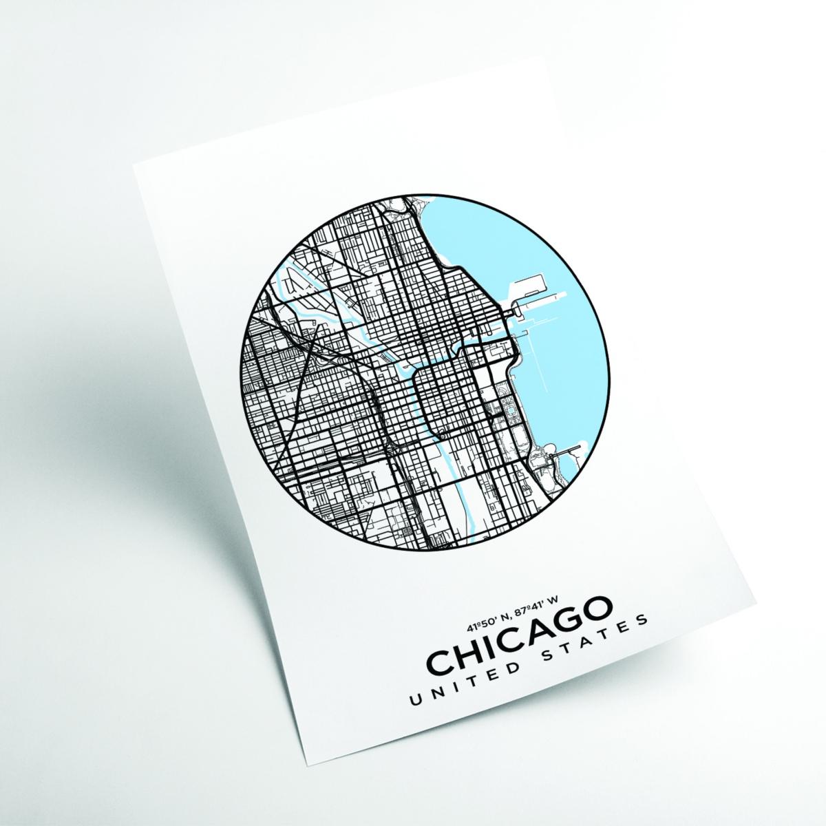 Blue Map Of Chicago Extra Small Stanley Print House – image 2