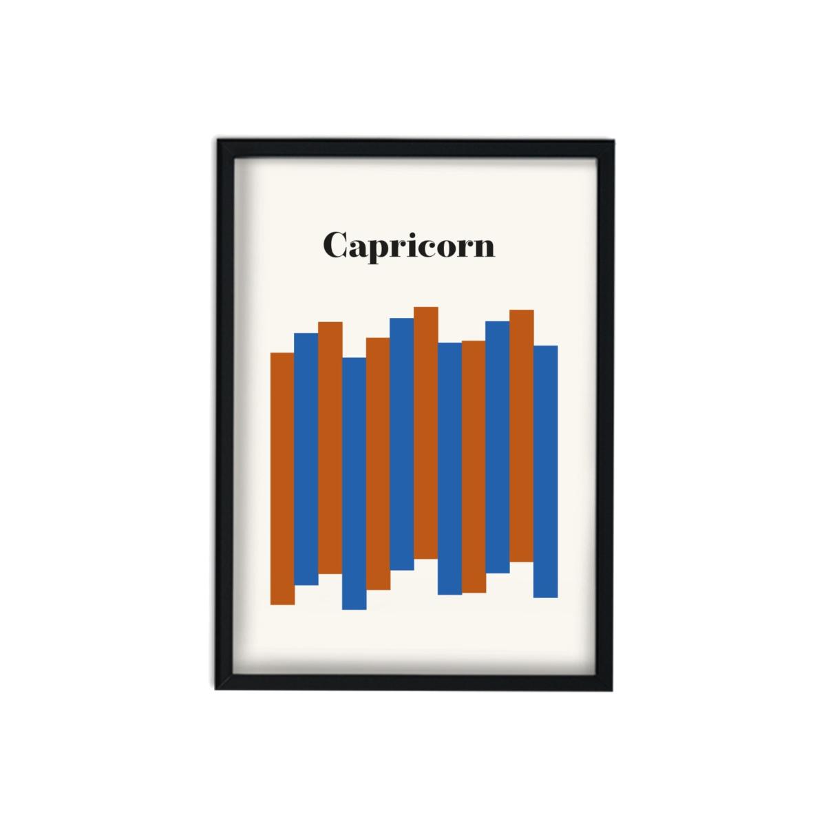 Blue / Brown Capricorn Zodiac Star Sign A2 Art Print Fanclub – image 1