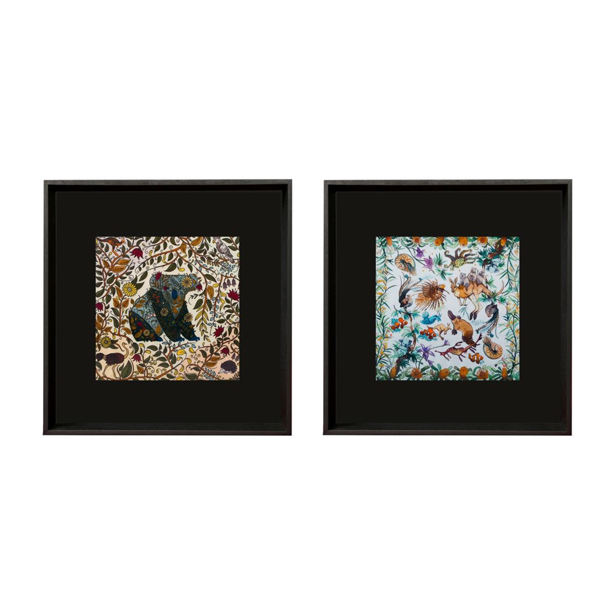 Australian Natura Black Framed Silk Scarves Un Poco – image 1