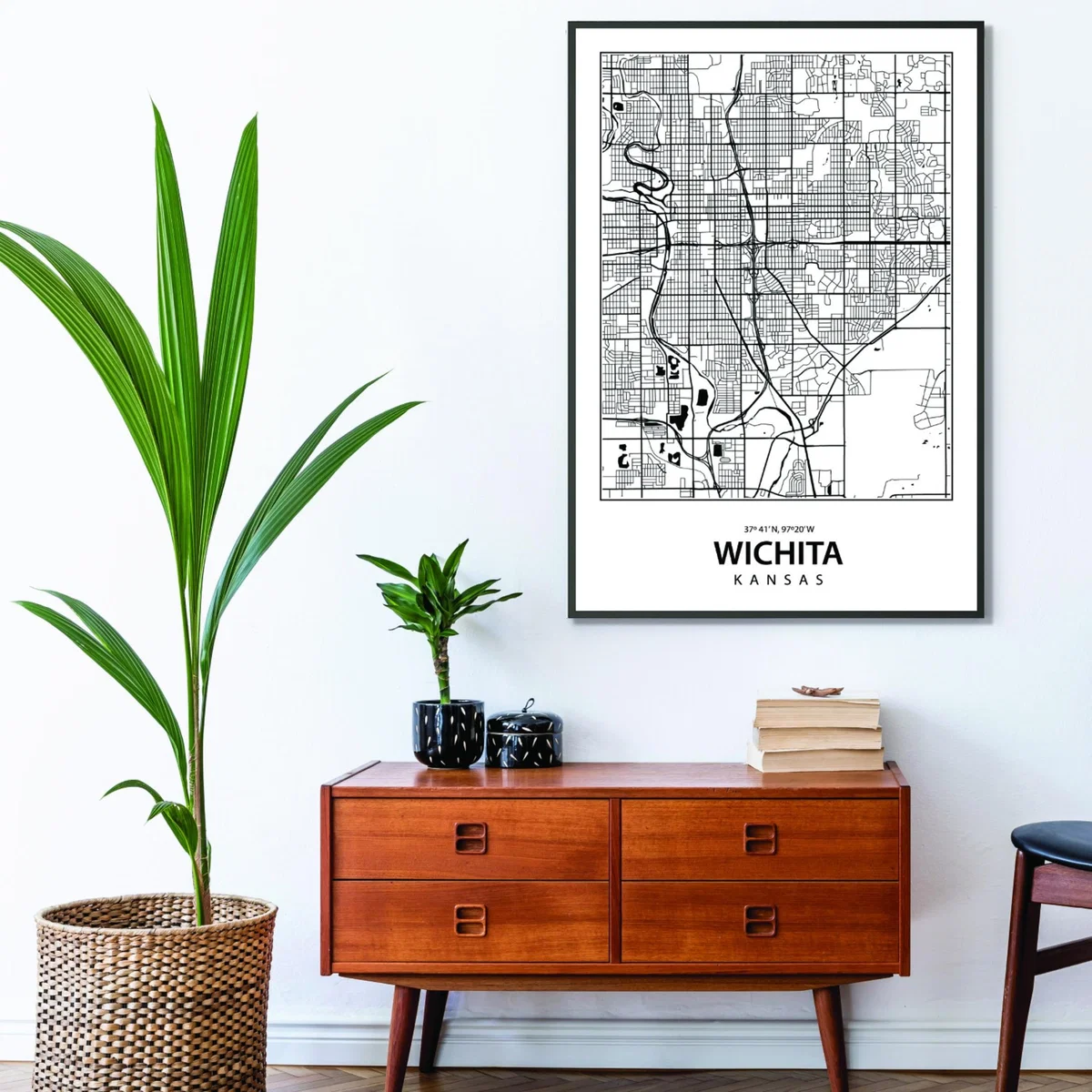 Black Map Of Wichita Kansas Small Stanley Print House – image 3