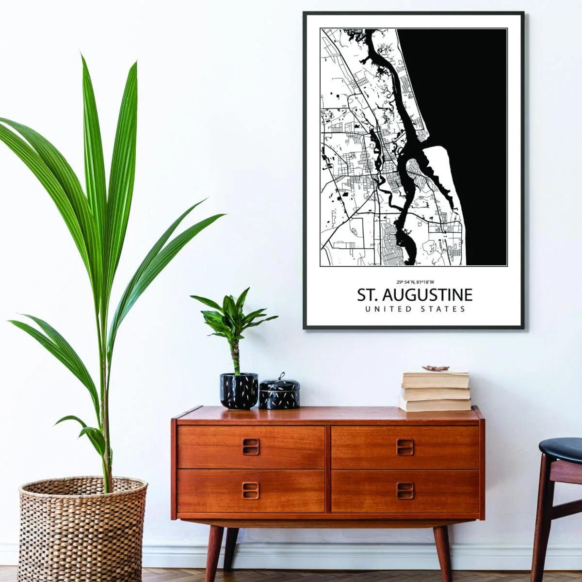 Black Map Of St. Augustine United States A4 210 X 297Mm Stanley Print House – image 3