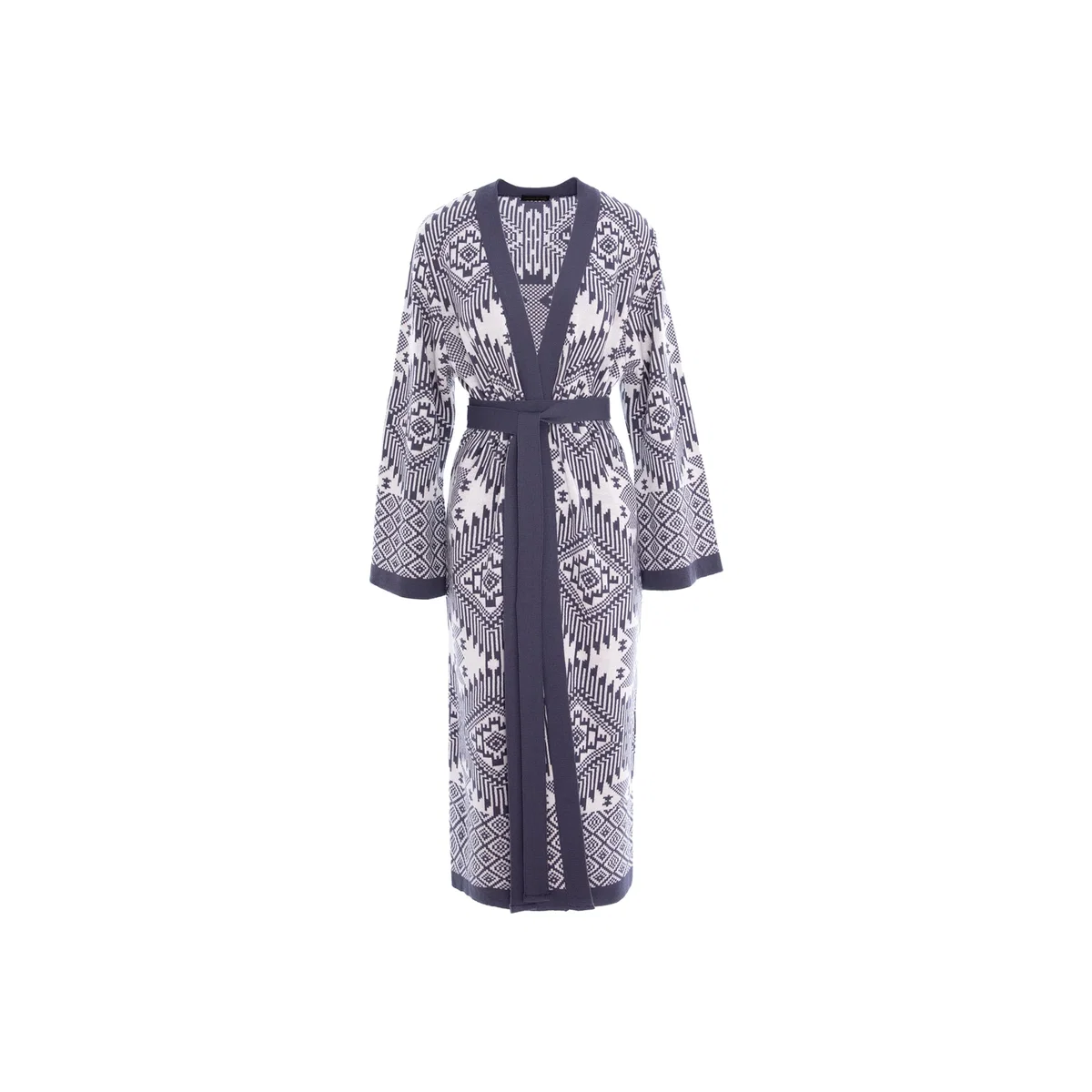 Women's White / Grey Graphic Print Knit Cardigan - White & Gray | Xs/S | Concept a Trois – image 1