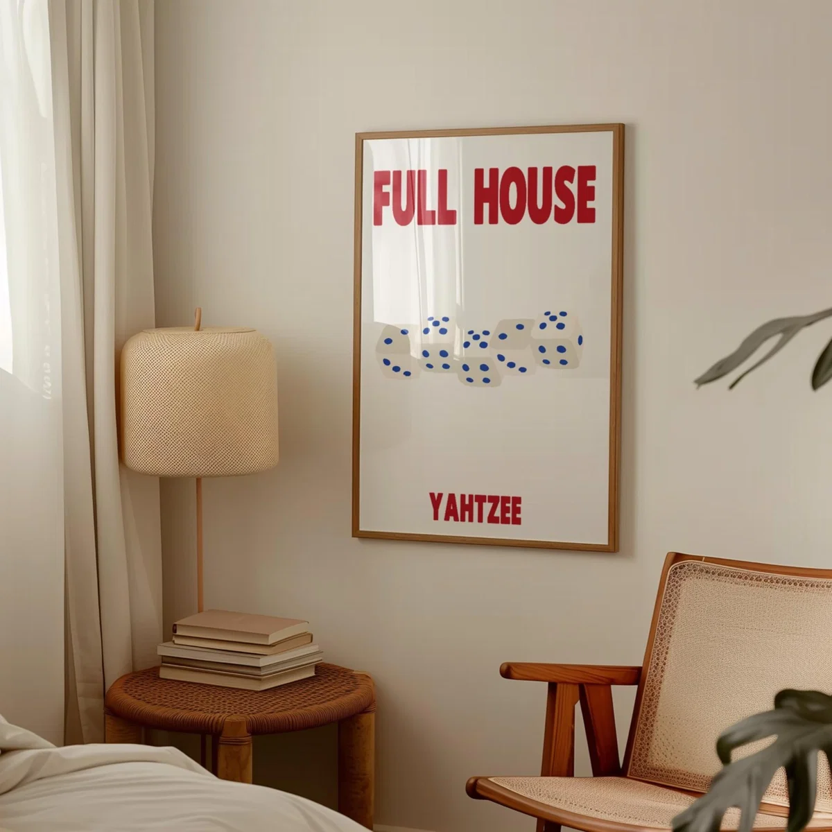 Blue / Red Full House Yahtzee Dice Retro Game Giclée Art Print A2 | A2 | 420 X 594Mm | Fanclub – image 3