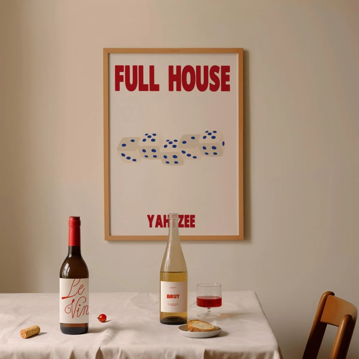 Blue / Red Full House Yahtzee Dice Retro Game Giclée Art Print A2 | A2 | 420 X 594Mm | Fanclub – image 4