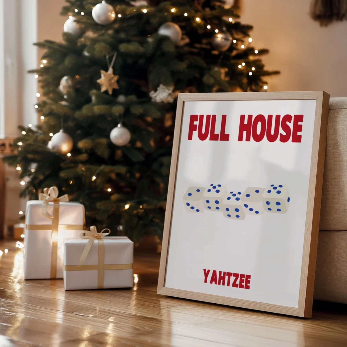 Blue / Red Full House Yahtzee Dice Retro Game Giclée Art Print A2 | A2 | 420 X 594Mm | Fanclub – image 5