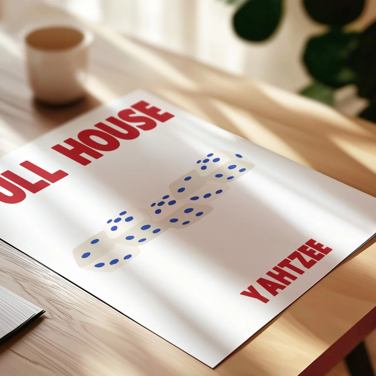 Blue / Red Full House Yahtzee Dice Retro Game Giclée Art Print A2 | A2 | 420 X 594Mm | Fanclub – image 6