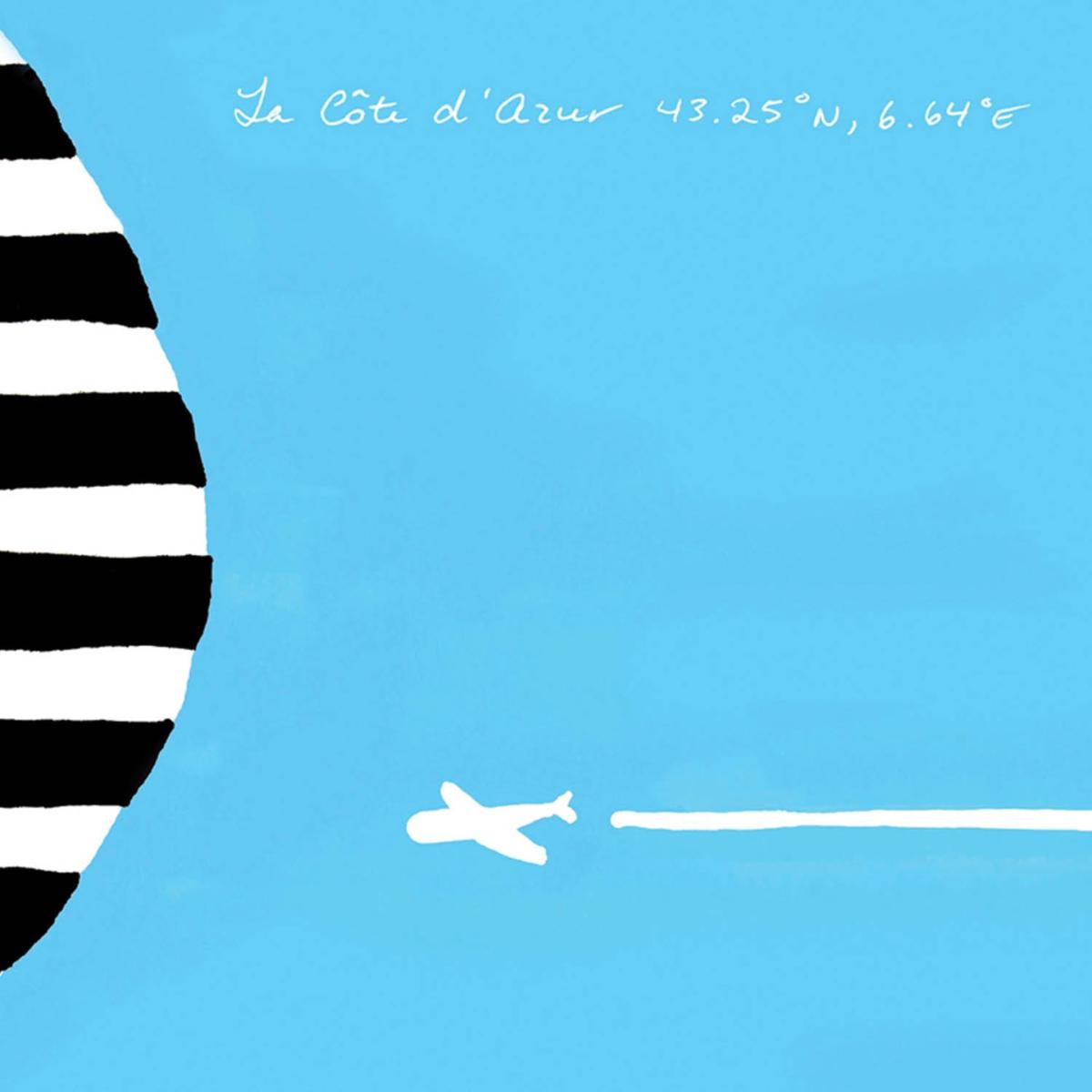 White / Black / Blue Portrait Of The South Of France Art Print: Woman In Stripes On The French Riviera Awol – image 5