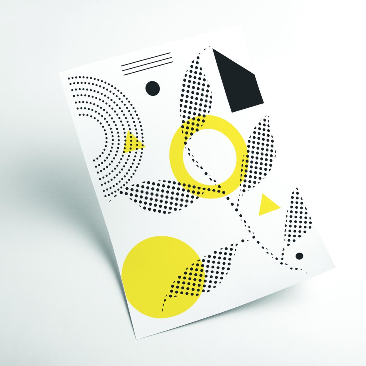 Yellow / Orange Abstract Halftone Shapes 2 A1 594 X 841Mm Stanley Print House – image 2