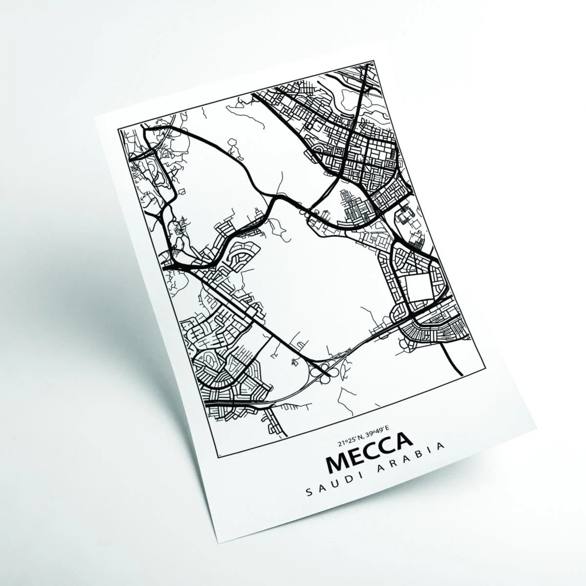 Black Map Of Mecca Saudi Arabia A1 594 X 841Mm Stanley Print House – image 2