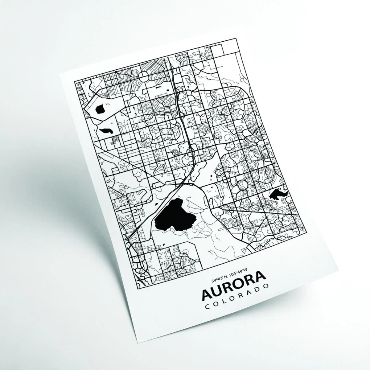 Black Map Of Aurora Colorado A4 210 X 297Mm Stanley Print House – image 2