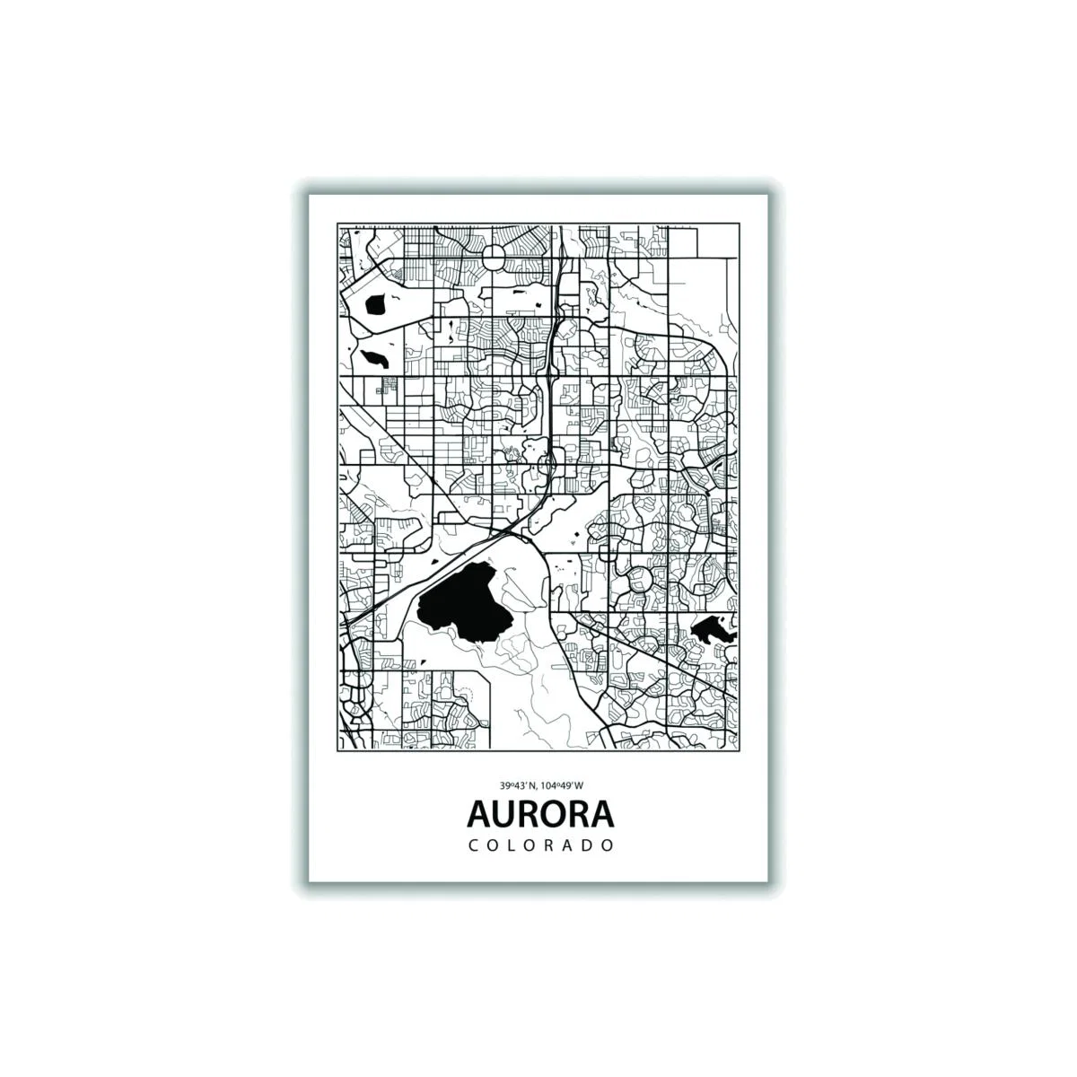 Black Map Of Aurora Colorado A4 210 X 297Mm Stanley Print House – image 1