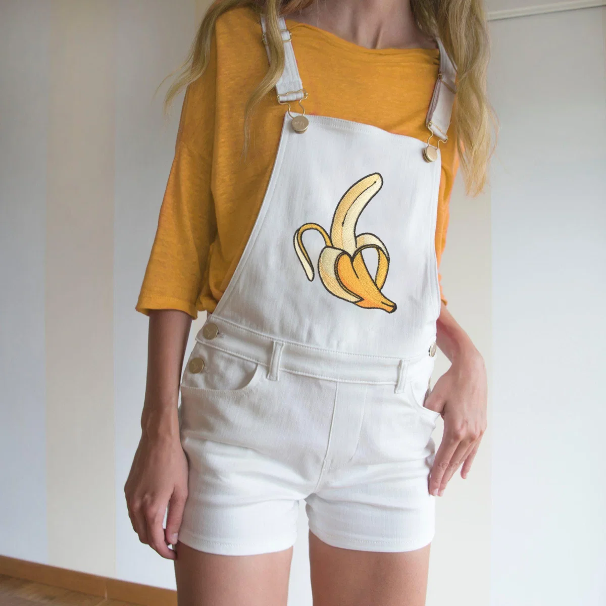 Yellow / Orange / White Funny Overalls | 25" | My Pair of Jeans – image 3