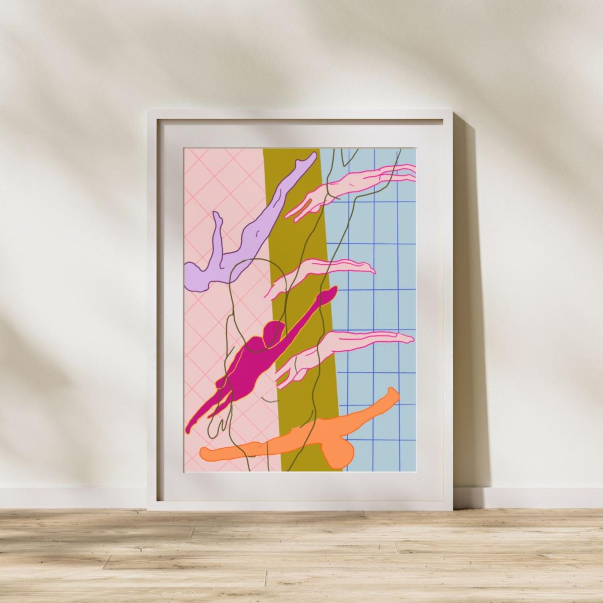 Swimmers Print 11 X 14" Hannah Via Art – image 2