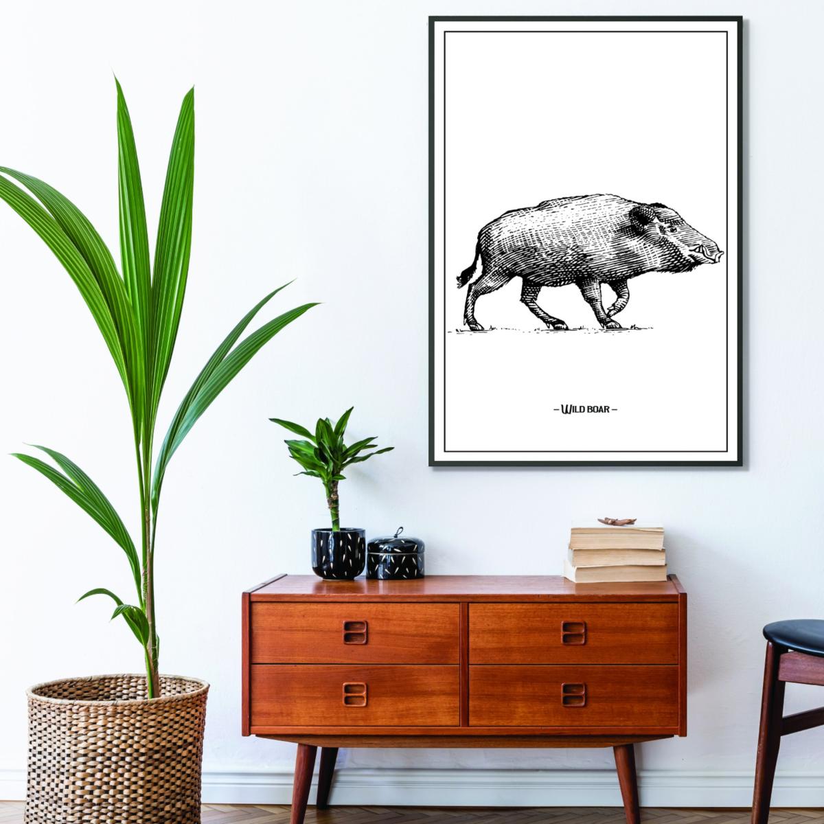 Grey Wild Boar A2 420 X 594Mm Stanley Print House – image 3