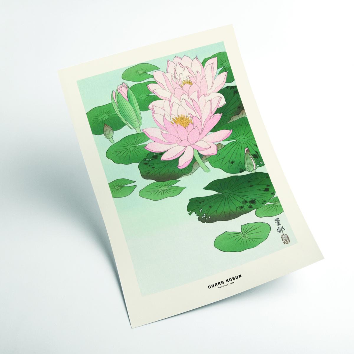 Green Ohara Koson - Water Lily A3 297 X 420Mm Stanley Print House – image 2
