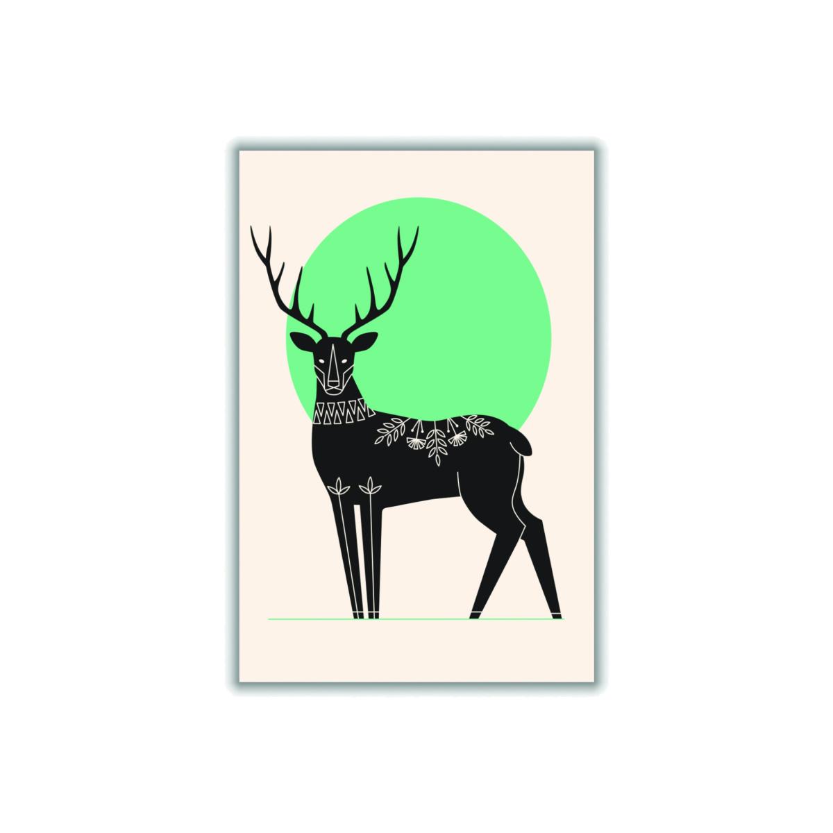 Green Moonlight Deer A2 420 X 594Mm Stanley Print House – image 1