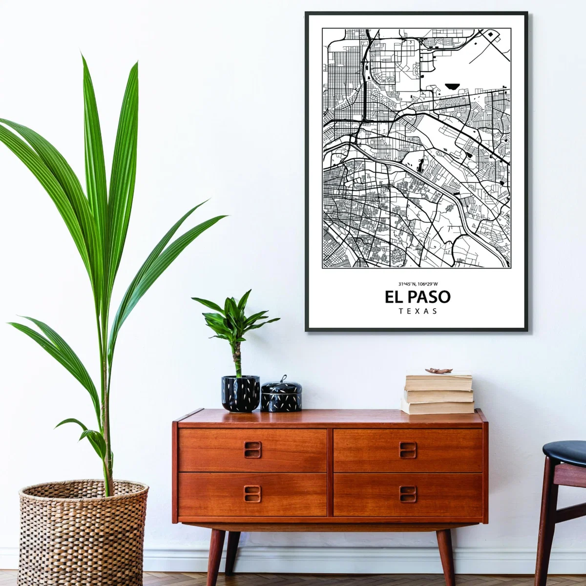 Black Map Of El Paso A1 594 X 841Mm Stanley Print House – image 3