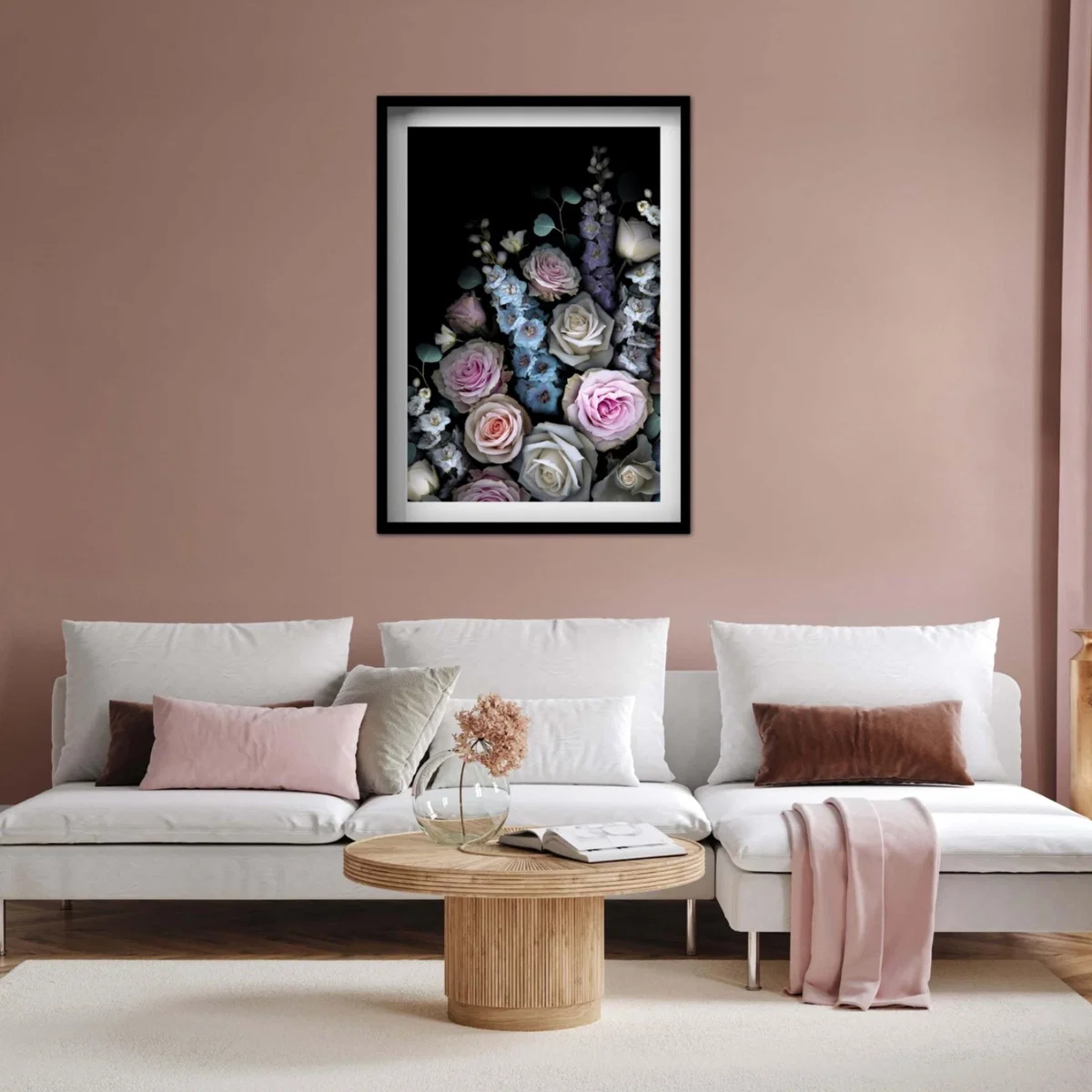 Black / Pink / Purple Delphinium Rose Print A3 297 X 420Mm Francesca Wild – image 3