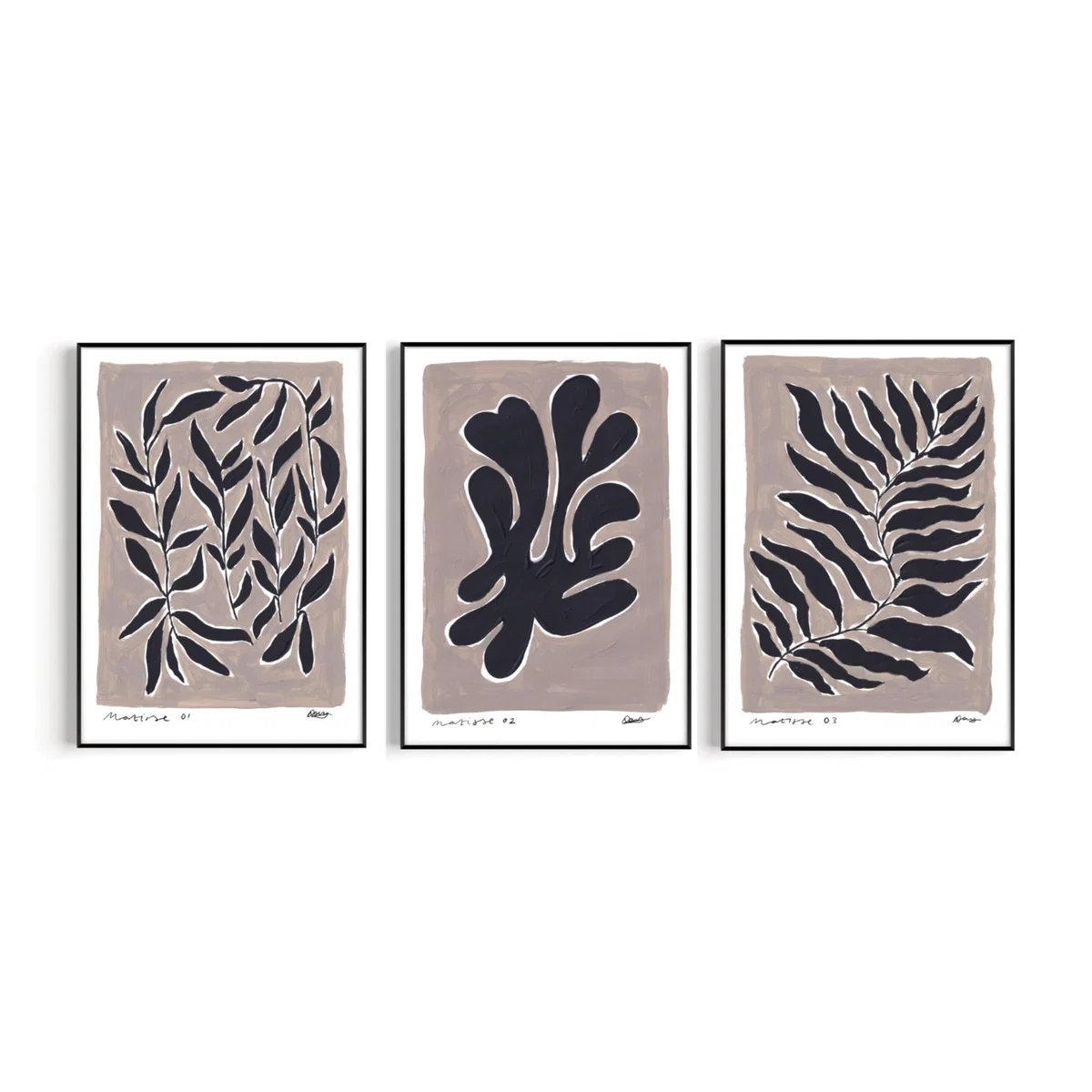 Neutrals Matisse Set Of 3 Hand Painted Art Prints - A3 | Natalie Cass Art – image 1
