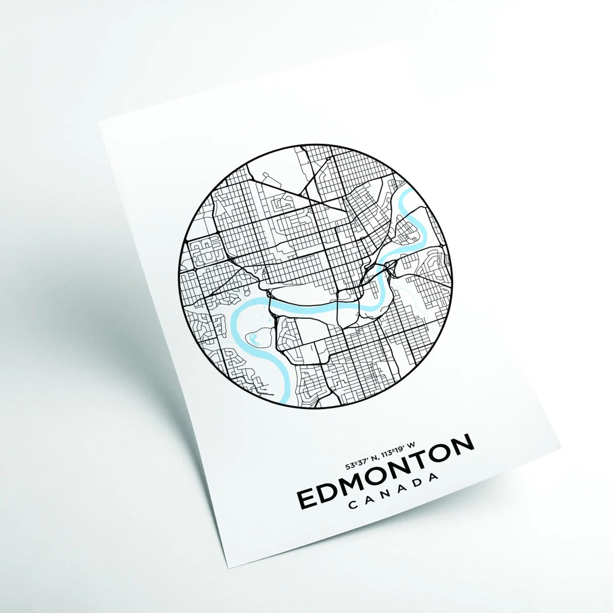 Blue Map Of Edmonton A1 594 X 841Mm Stanley Print House – image 2