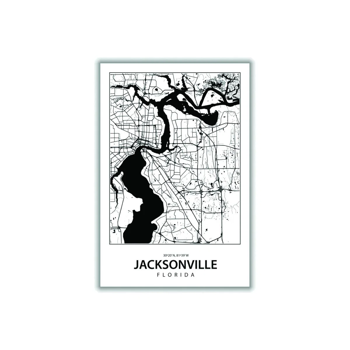 Black Map Of Jacksonville Medium Stanley Print House – image 1