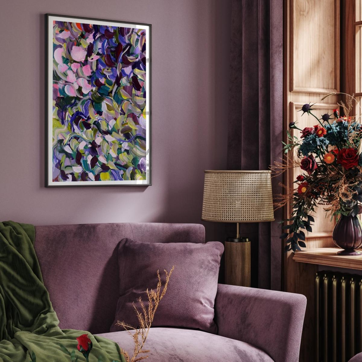 Pink / Purple Lavender Abstract Floral Print Pair Jessica Slack Studio – image 4