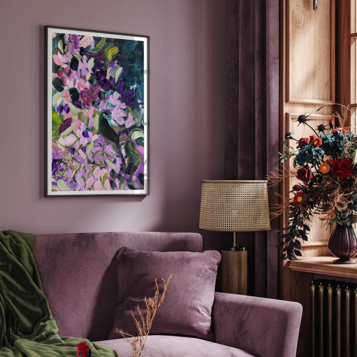 Pink / Purple Lavender Abstract Floral Print Pair Jessica Slack Studio – image 6