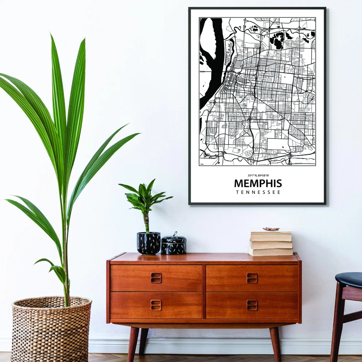 Black Map Of Memphis Tennessee A4 210 X 297Mm Stanley Print House – image 3