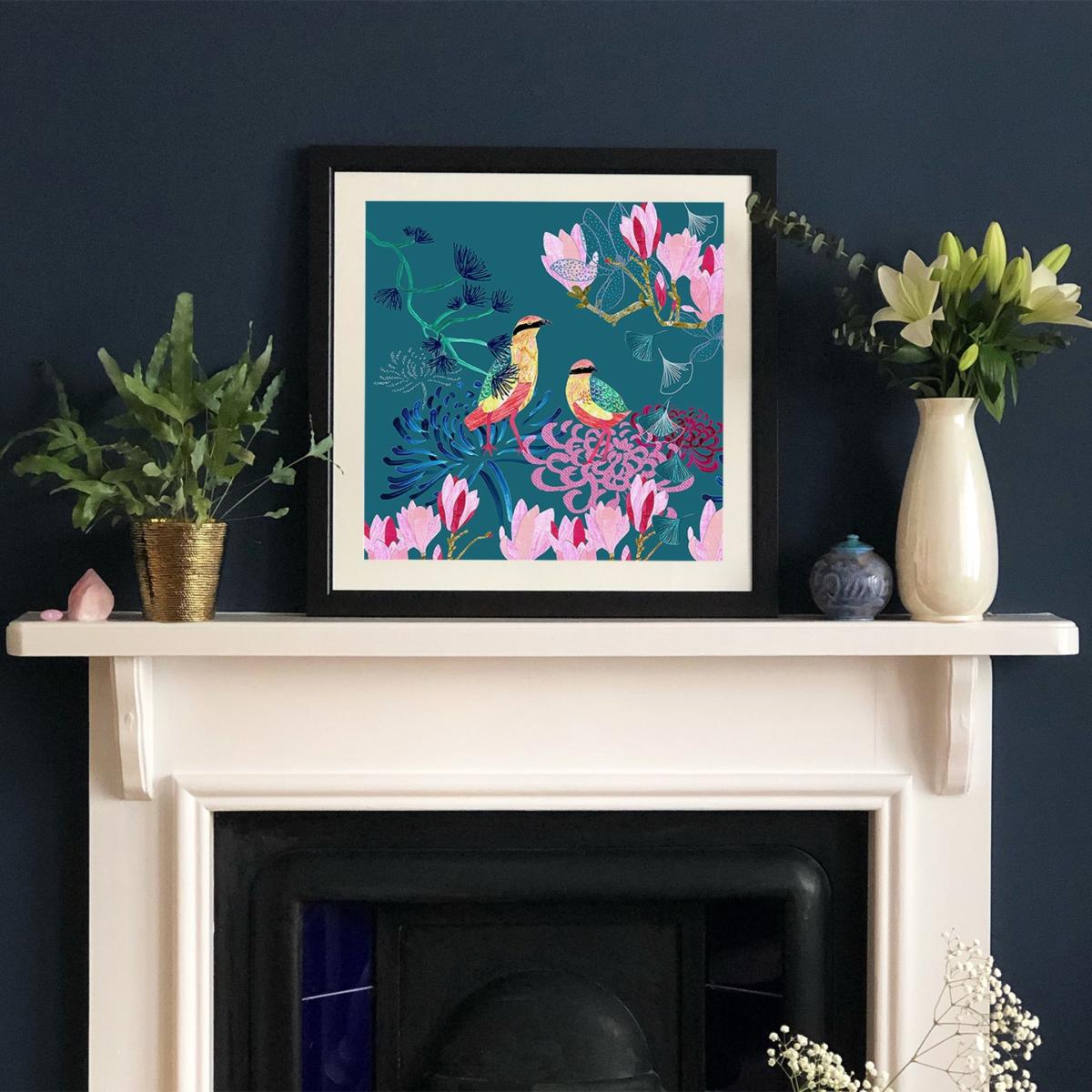 Pink / Purple Large Giclee Print Fairy Pitta Songbird Amanda West – image 3